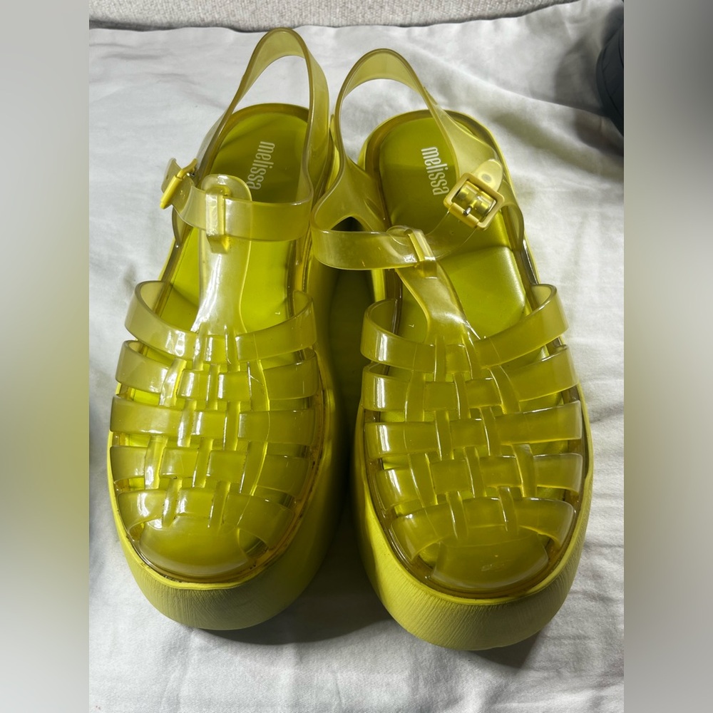 Melissa Jelly Platform Fisherman Sandals Green-
Size 8 Chunky Retro 90s